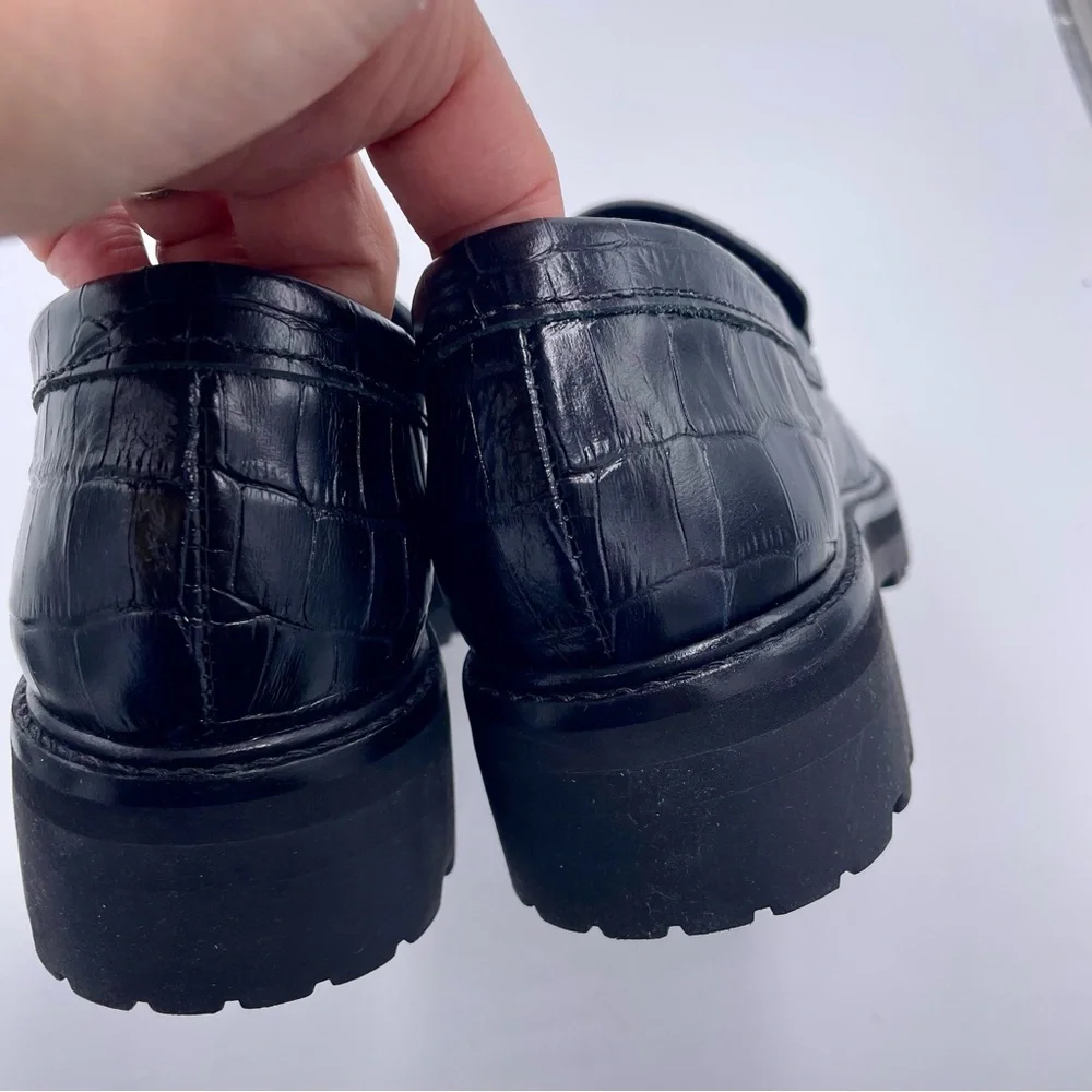 NEW Everlane Black Crocodile Leather Chunky Lug Sole‎ Loafer in Size 8.5